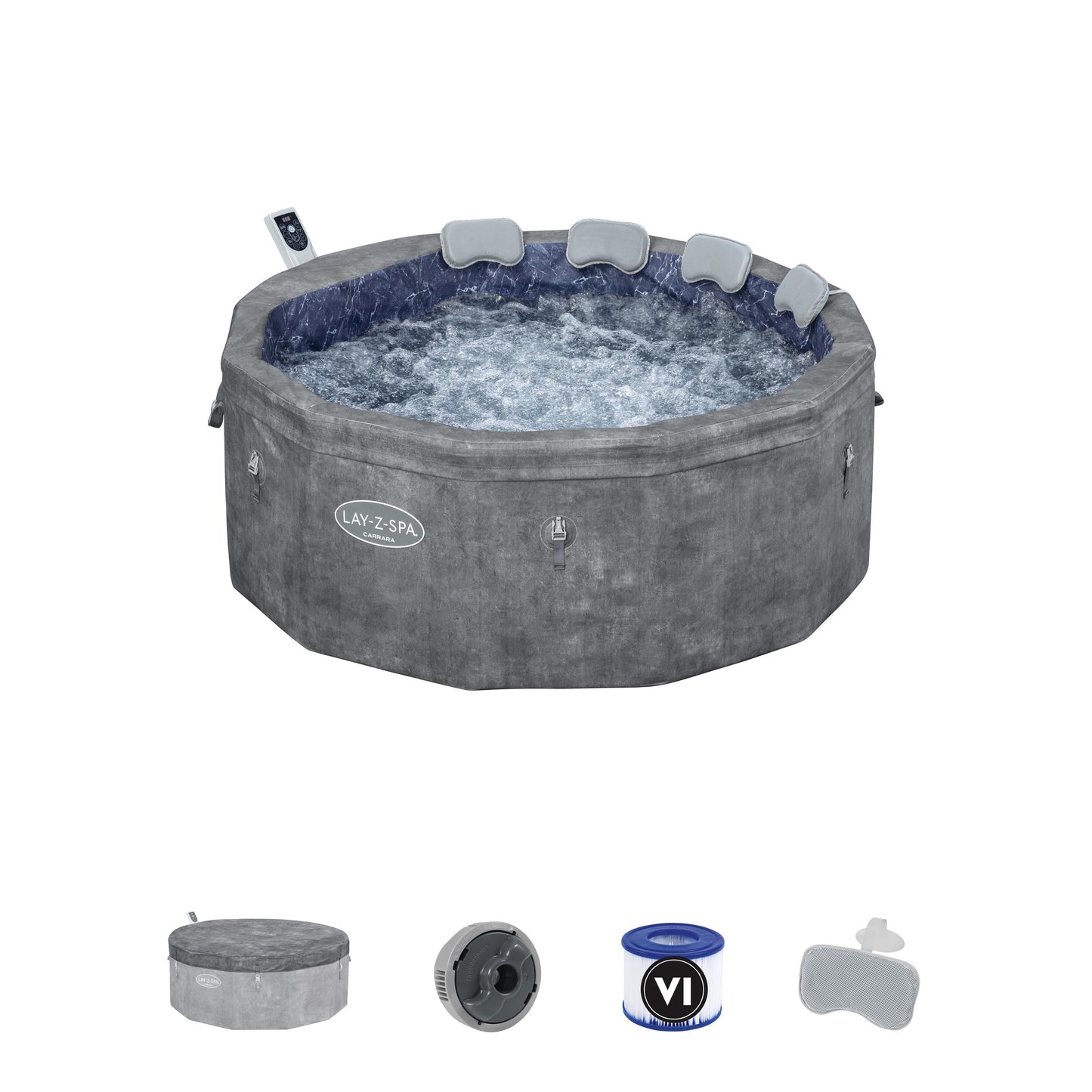 Lay-Z-Spa Carrara Foam Hot Tub (4–6 Person) – Energy Efficient ThermaCore™ Spa | RW Home & Garden