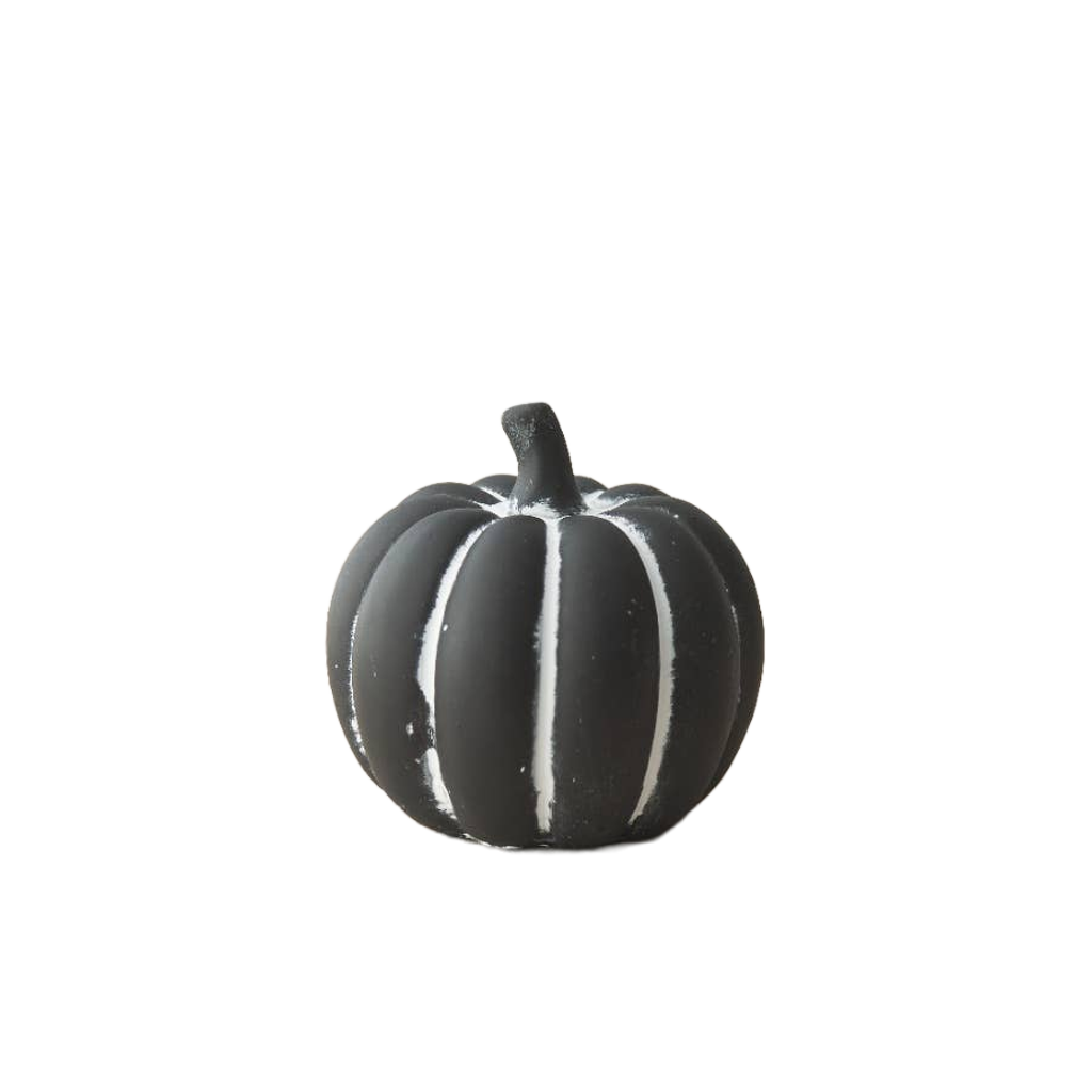 Black Cement Pumpkin – Monochrome Autumn Decoration, 8.5cm