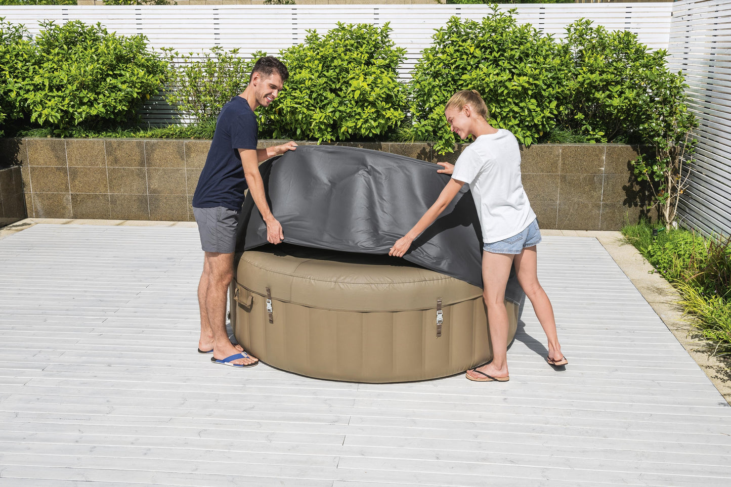 Lay-Z-Spa® Round Thermal Hot Tub Cover – Large 196cm x 71cm | Insulated Energy-Saving Spa Lid