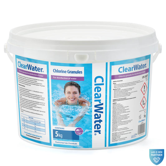 ClearWater Stabilised Chlorine Granules (5kg) – Fast-Dissolving Hot Tub & Pool Sanitiser | RW Home & Garden
