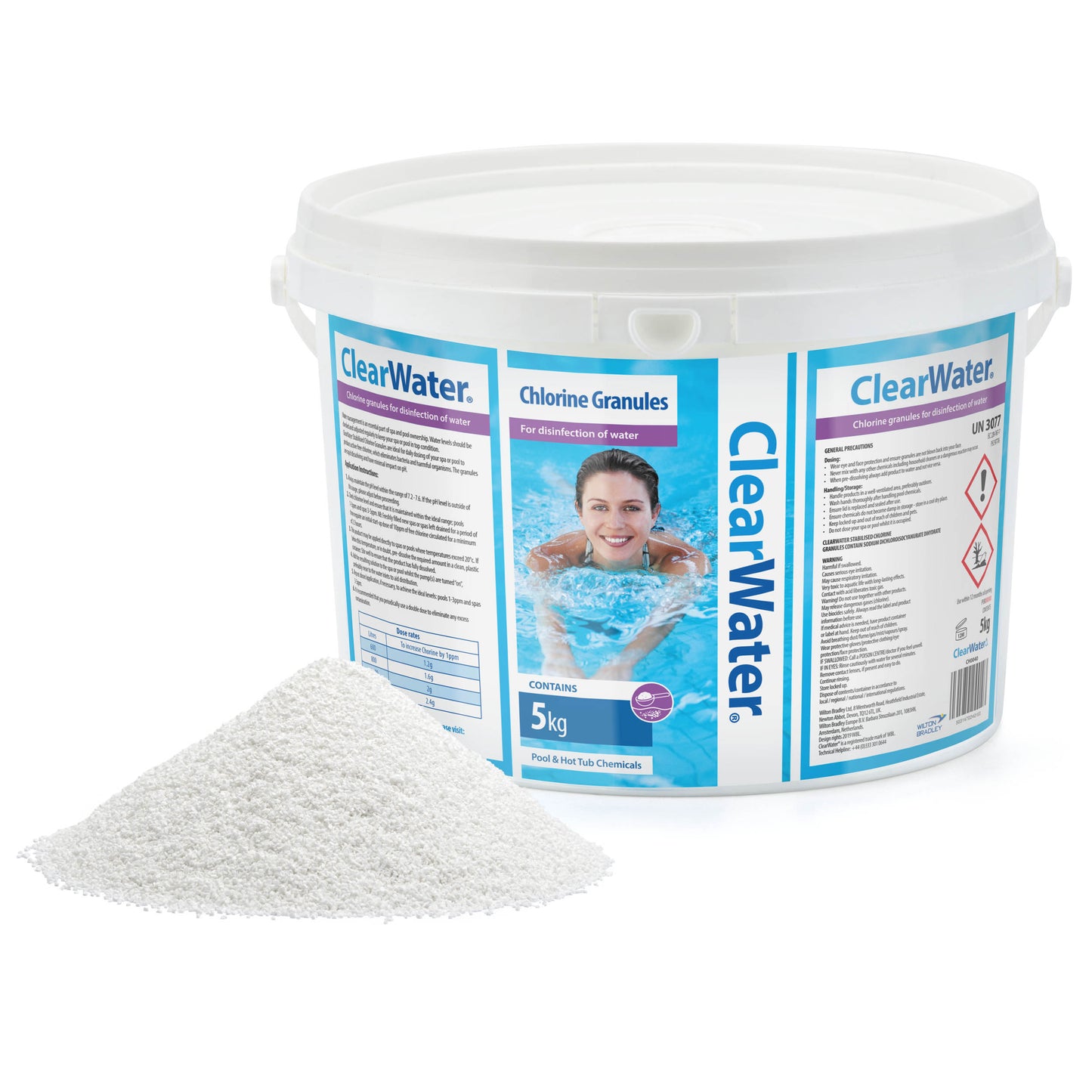 ClearWater Stabilised Chlorine Granules (5kg) – Fast-Dissolving Hot Tub & Pool Sanitiser | RW Home & Garden