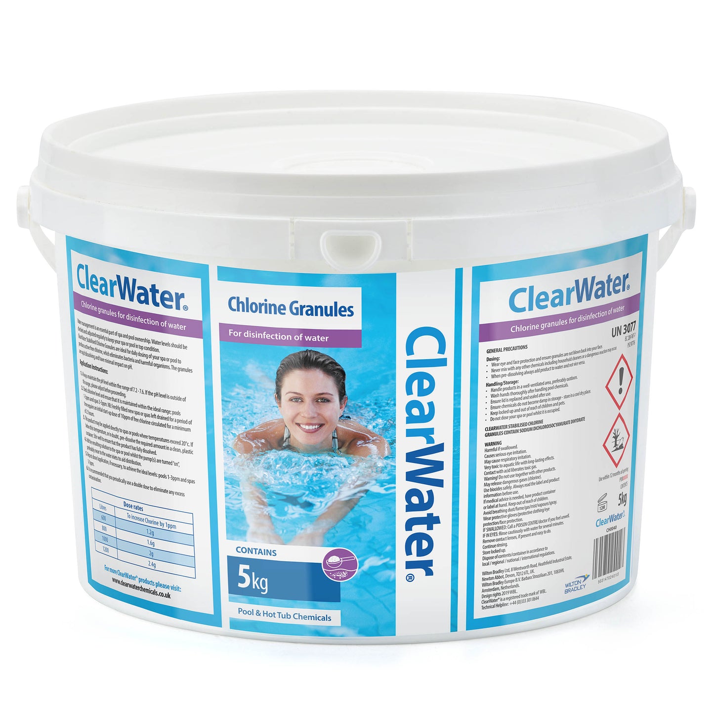 ClearWater Stabilised Chlorine Granules (5kg) – Fast-Dissolving Hot Tub & Pool Sanitiser | RW Home & Garden