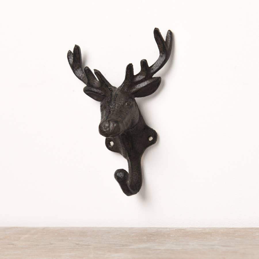 Cast Iron Stag Hook – Rustic Wall Hook, 16cm - RW Home & Garden