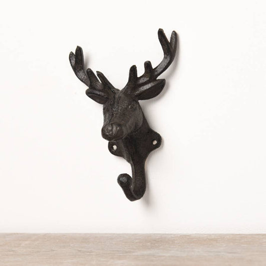 Cast Iron Stag Hook – Rustic Wall Hook, 16cm - RW Home & Garden