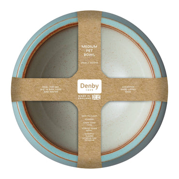 DENBY STONEWARE PAVILION BLUE MEDIUM PET BOWL - RW Home & Garden