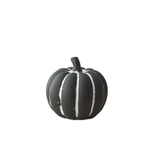 Black Cement Pumpkin – Monochrome Autumn Decoration, 8.5cm