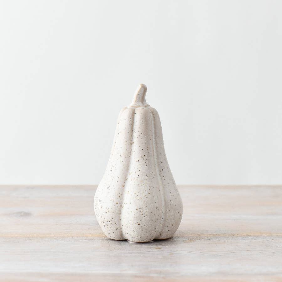 Speckled Ceramic Pumpkin – Neutral Autumn Decoration, 15.5cm - RW Home & Garden