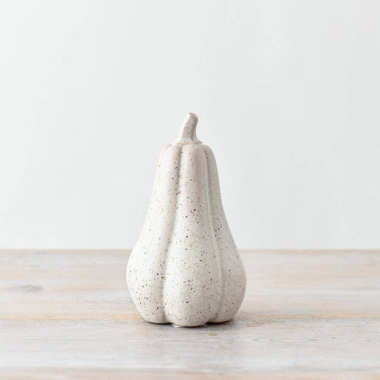 Speckled Ceramic Pumpkin – Neutral Autumn Decoration, 15.5cm - RW Home & Garden